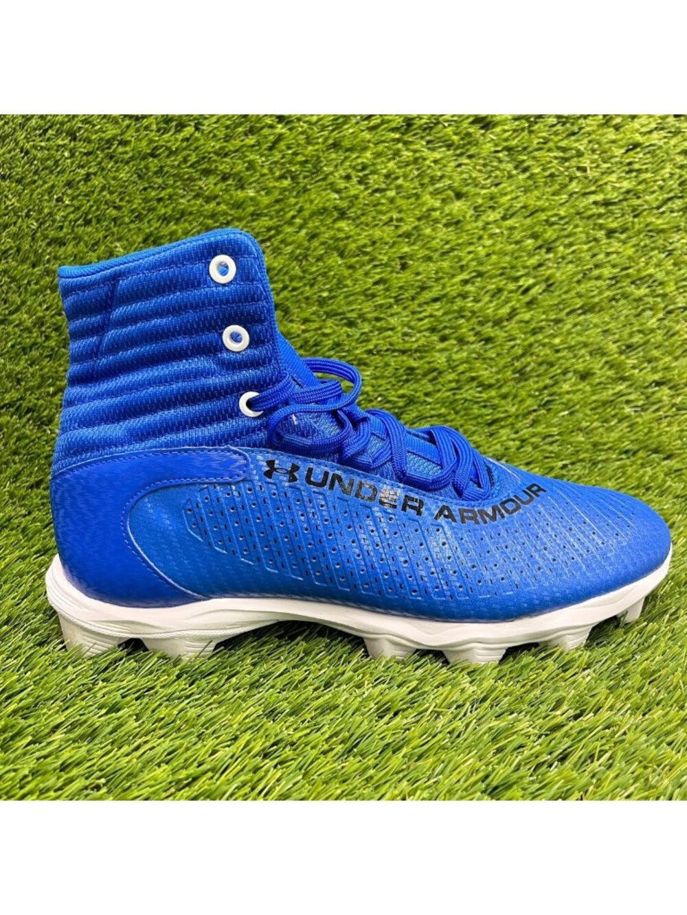 Under Armour Highlight Franchise RM 2.0 Mens Size 7.5 Blue White Football Cleats